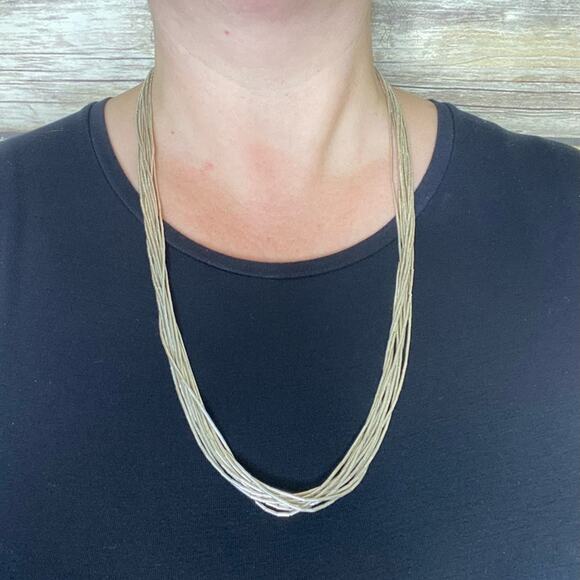 ESTATE STERLING SILVER 10 STRAND 12” LIQUID SILVER HEISHI OLD PAWN - Picture 2 of 9